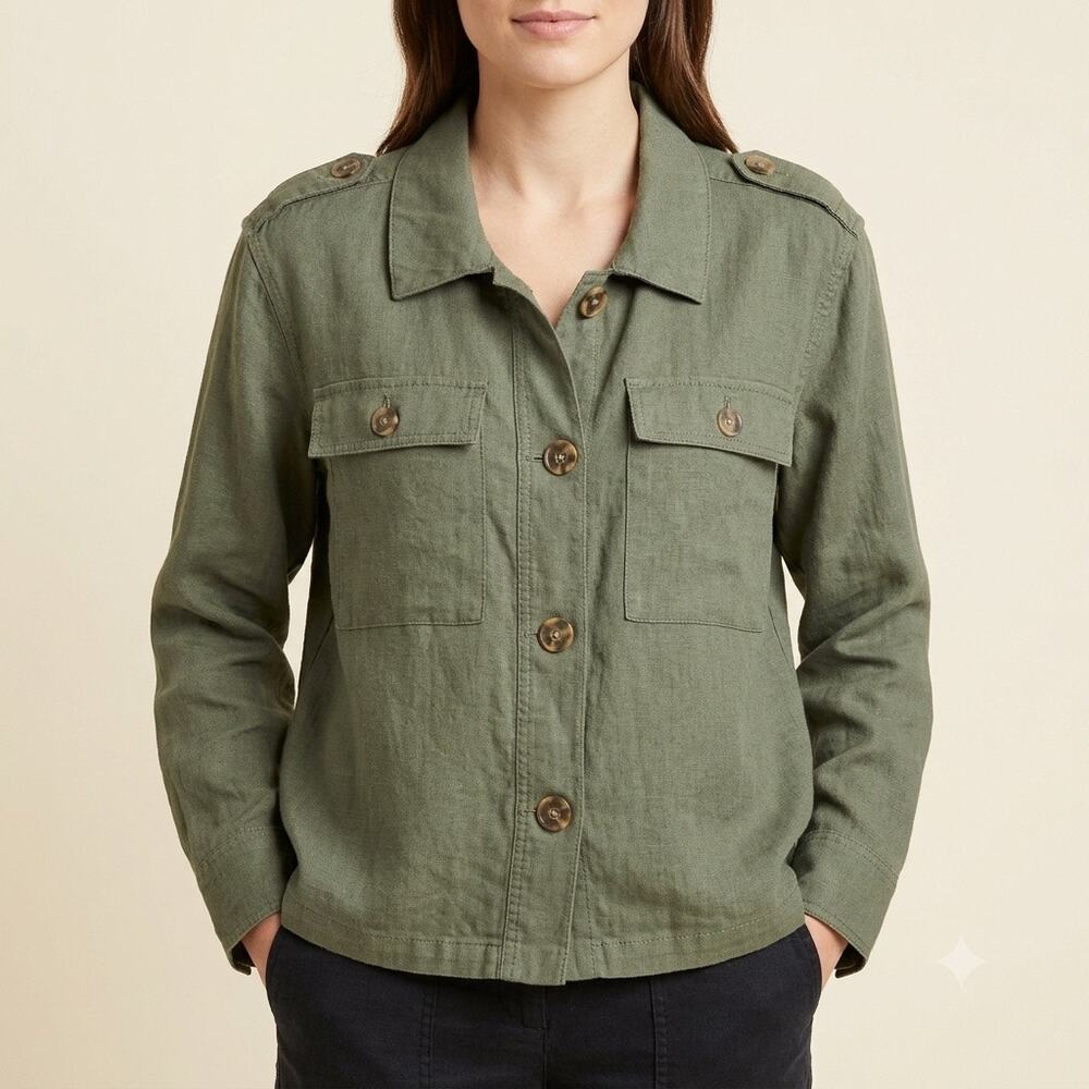 219-Time & Tru Linen Blend Jacket size M / PTP 23”